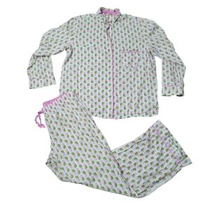 Victorias Secret Pajama Pant Set Pink Pineapples Cotton Modal Lightweight Medium